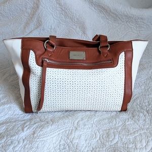 Nine West White Laser Cut Tote